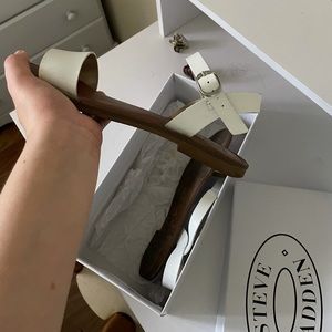 White Leather Steve Madden Sandals in original box